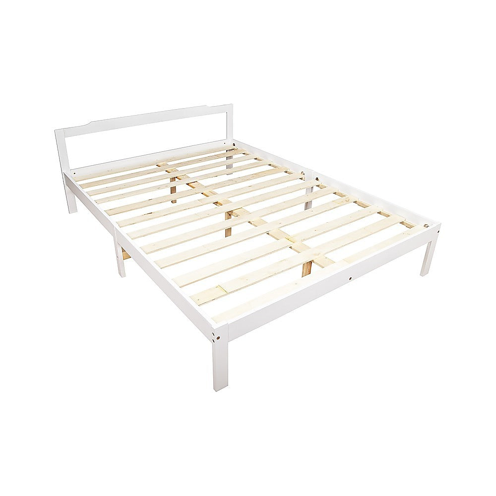 Double Wooden Bed Frame Home Furniture White