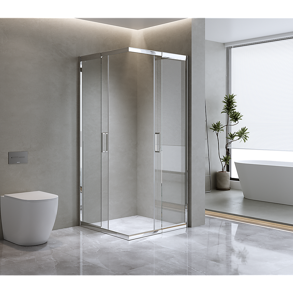 Adjustable 1100x1200mm Double Sliding Door Glass Shower Screen in Chro