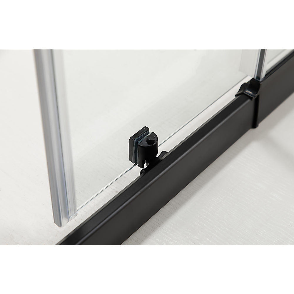 Adjustable 1300x1010mm Single Door Corner Sliding Glass Shower Screen in Black