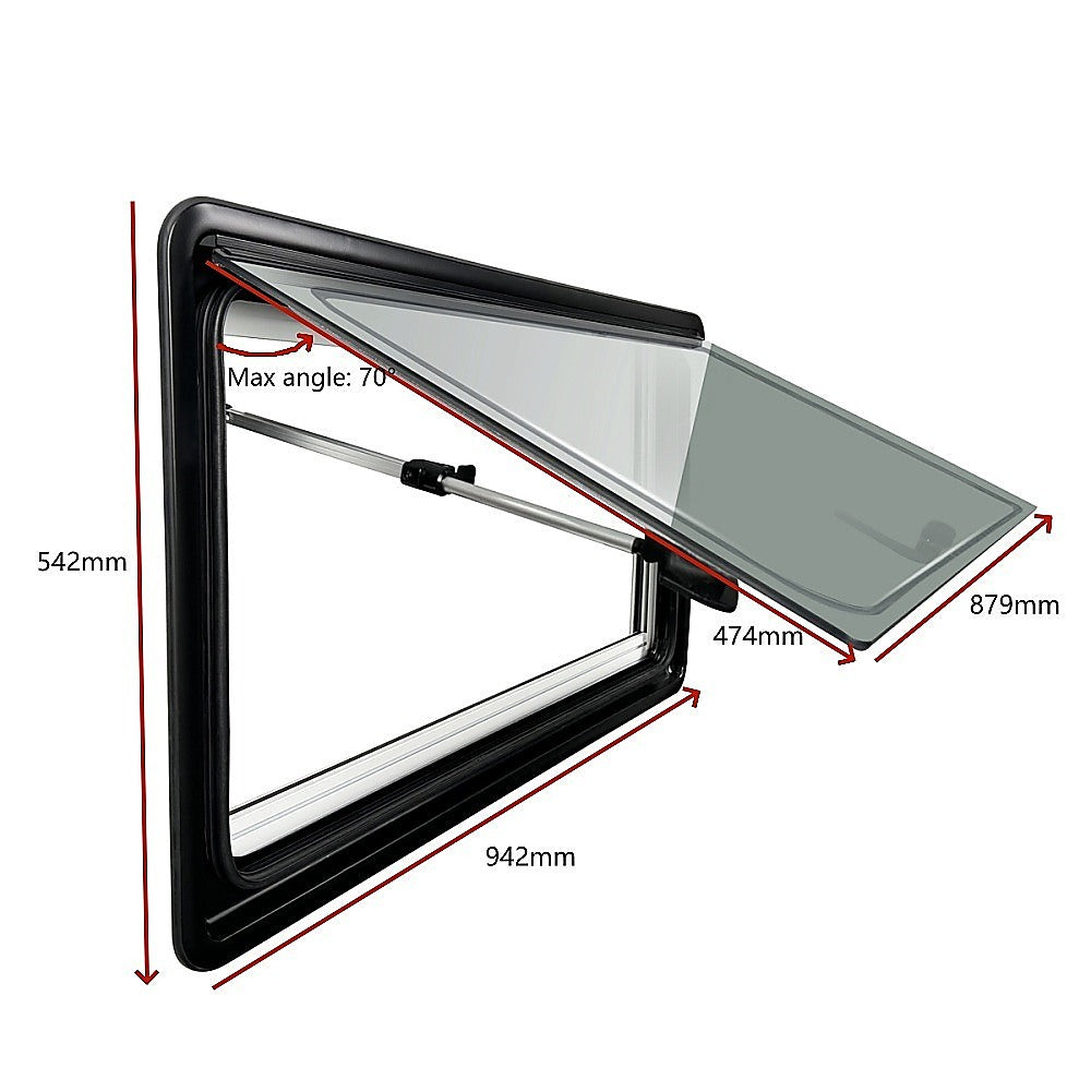 RV Caravan Camper Van Hinged Push Out Window Motorhome Exit Window 900mm x 500mm