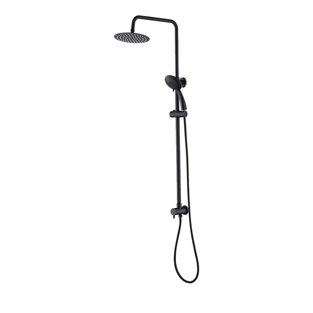 WELS 8" Rain Shower Head Set Rounded Dual Heads Faucet High Pressure Hand Held