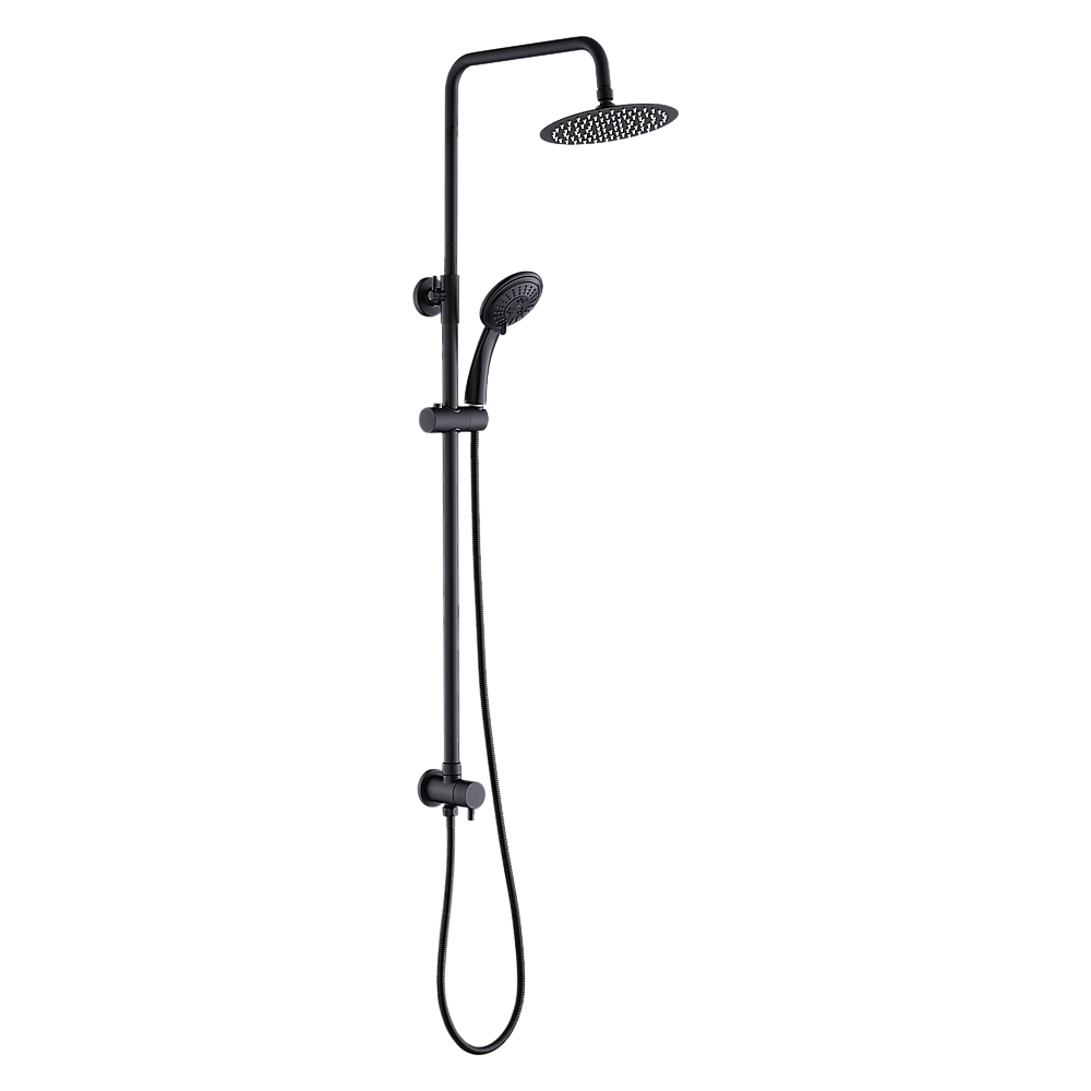 WELS 8" Rain Shower Head Set Rounded Dual Heads Faucet High Pressure Hand Held