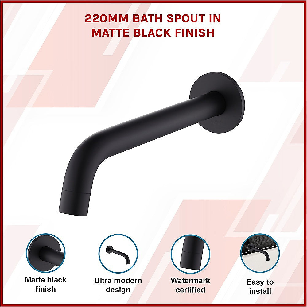 220mm Bath Spout in Matte Black Finish