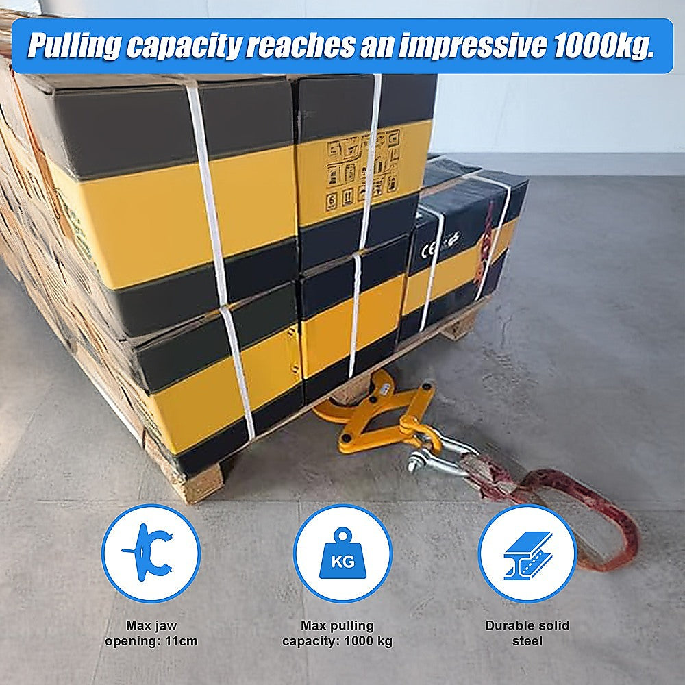 Steel Single Scissor Pallet Puller Clamp 1 Ton Capacity Pallet Grabber