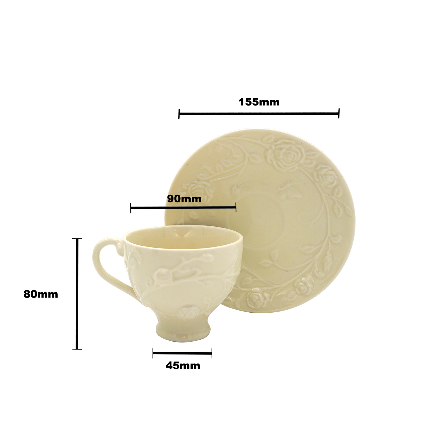 Faubourg Rose Embossed Cup and Saucer - 250ml