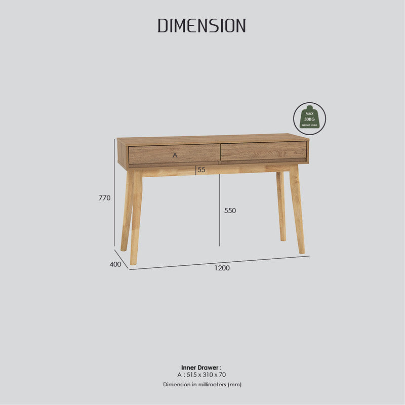 Hirado Console Hallway Table - Natural