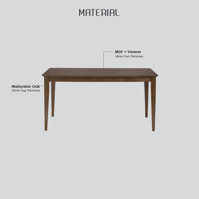 Allergo Dining Table 150cm Timber Dining Table - Cocoa