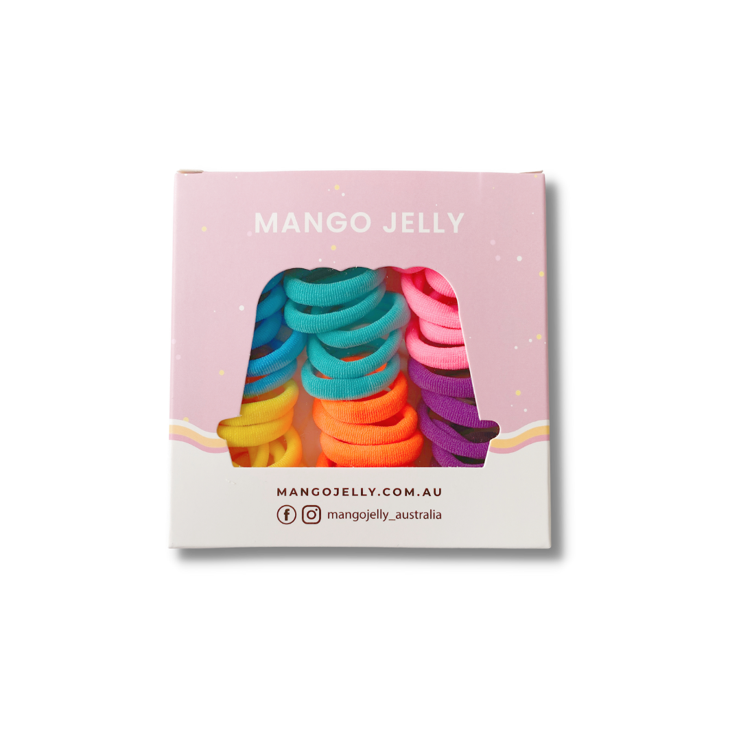 MANGO JELLY Metal Free Hair Ties (3cm) - Colour Wheel 36P - Three Pack