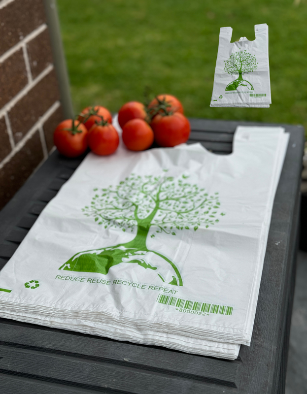 Reusable Carry Bags Eco Plastic Bags Wholesale Printed Carry Bag Medium (700 Pcs) Wholesale White Color