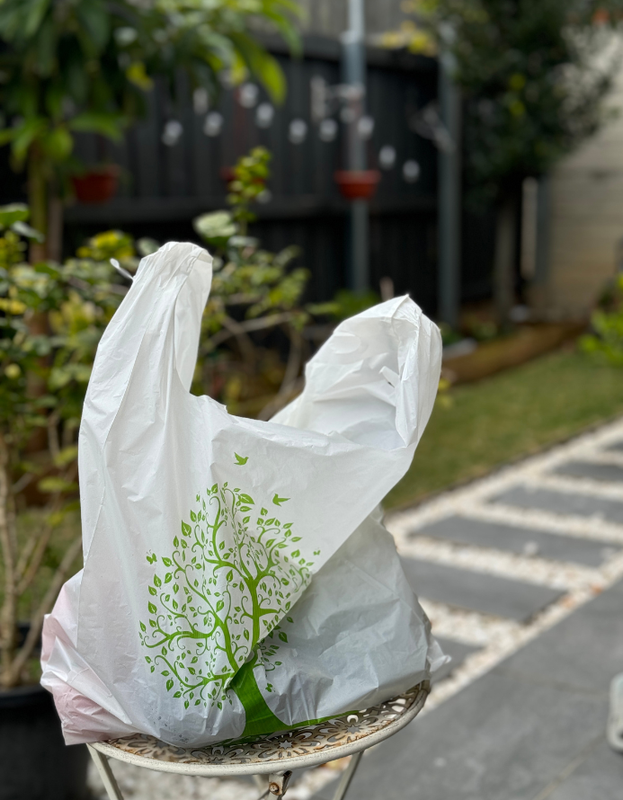 Reusable Carry Bags Eco Plastic Bags Wholesale Printed Carry Bag Medium (700 Pcs) Wholesale White Color