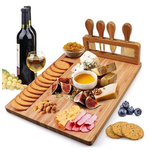 Stella Bamboo Cheese Charcuterie Board and Knife Set 7 Piece Rectangle 36x26cm Free Delivery