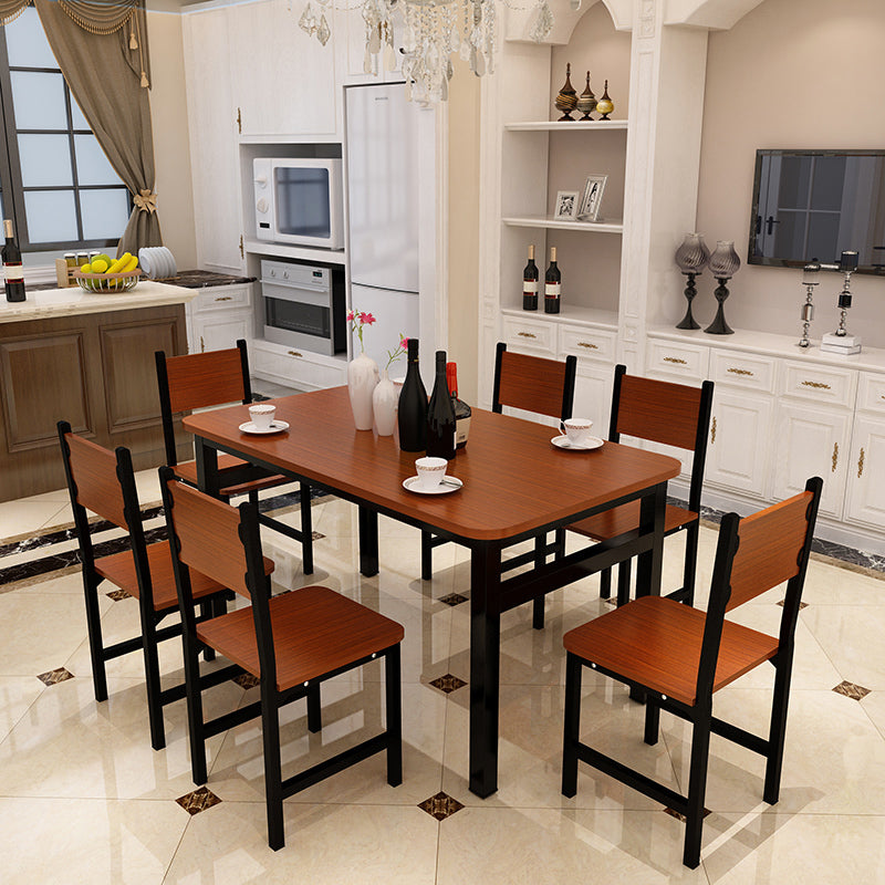 NNECN Wood & Steel Dining Set (Oak & Black)