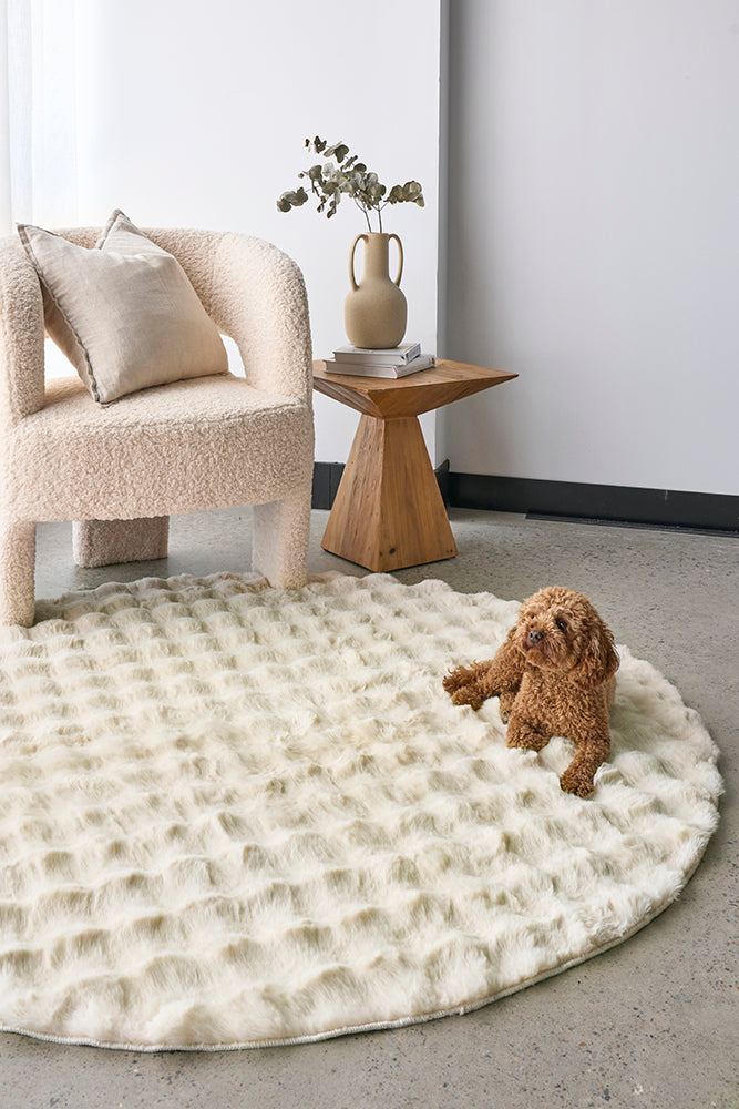 Bubble Washable Rug - Natural 150X150Cm