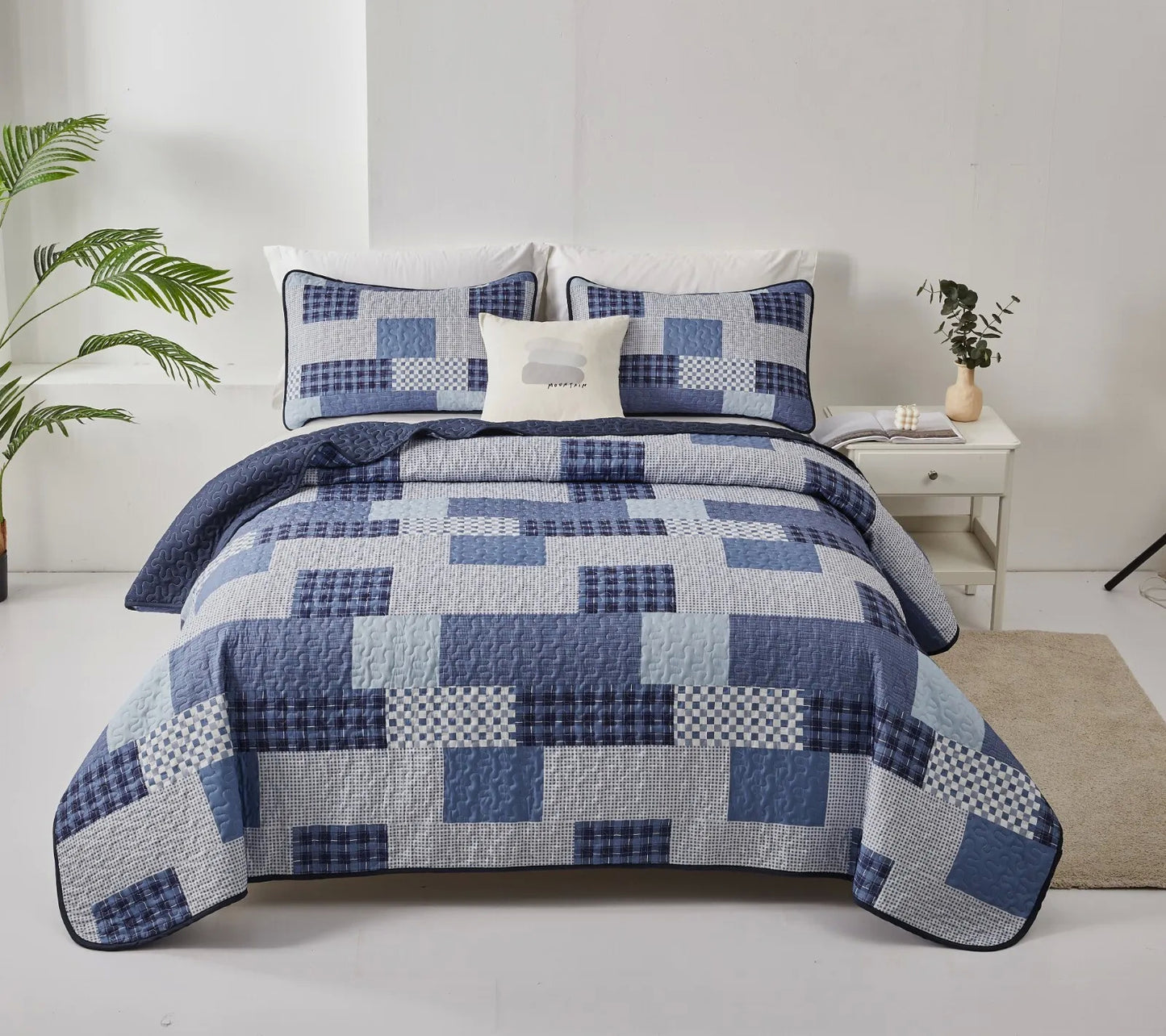 Zesty Quilted bedspread and pillowcovers set: Energize Your Bedroom Decor - Queen size