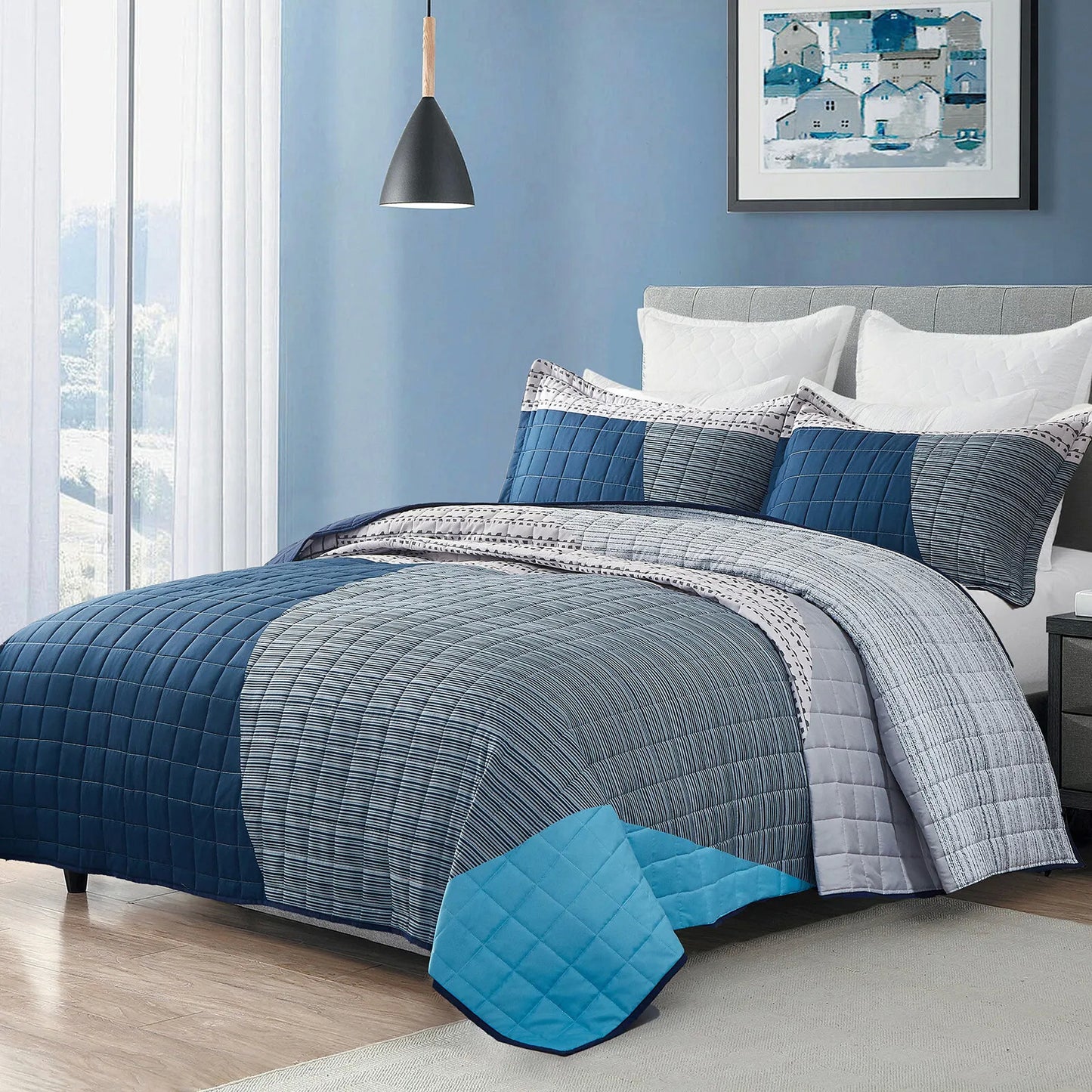 Harmonious Quilted Coverlet and Pillowcases Set: Unites Comfort and Aesthetics - Queen size