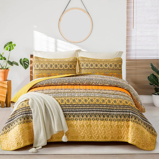 Lively Quilted bedspread and pillowcovers set: Add Vibrancy to Your Room - Queen size