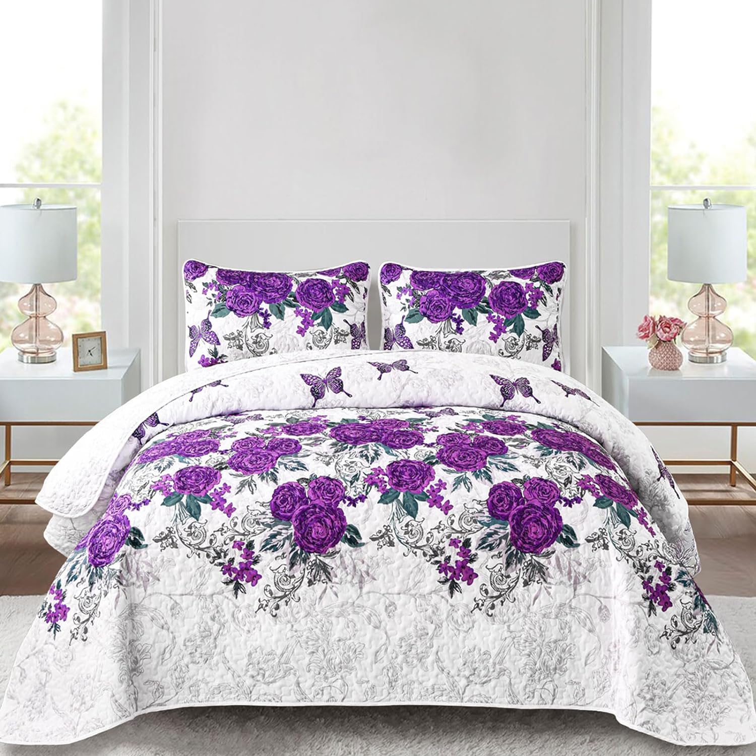 Eclectic Quilted coverlet and pillowcovers set: Add Unique Flair - Queen size