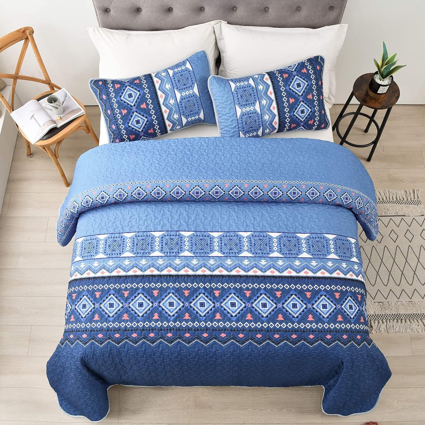 Quilted Bedspread & Pillowcases Set - Nature Lover's Inspired by the Outdoors - Queen