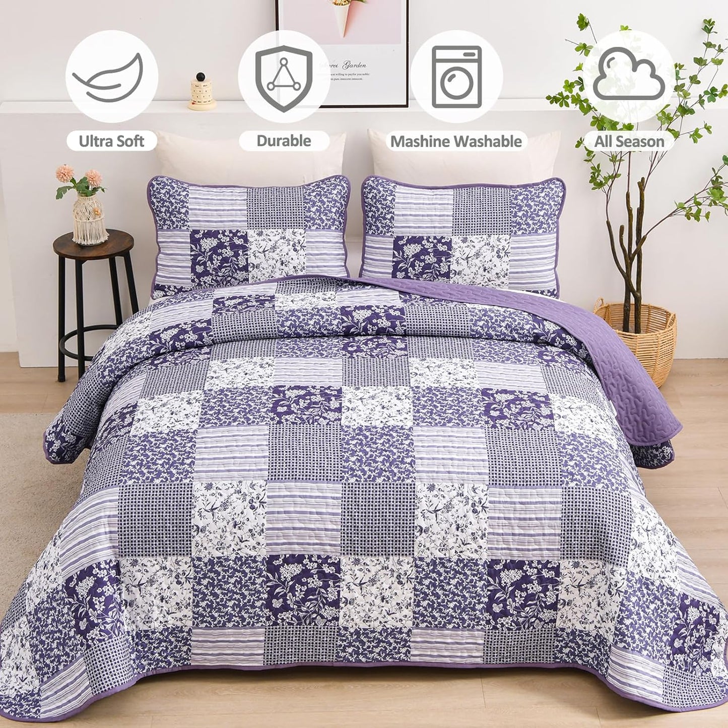 Harmonious Quilted bedspread and pillowcovers set: Perfect Balance of Style - Queen size