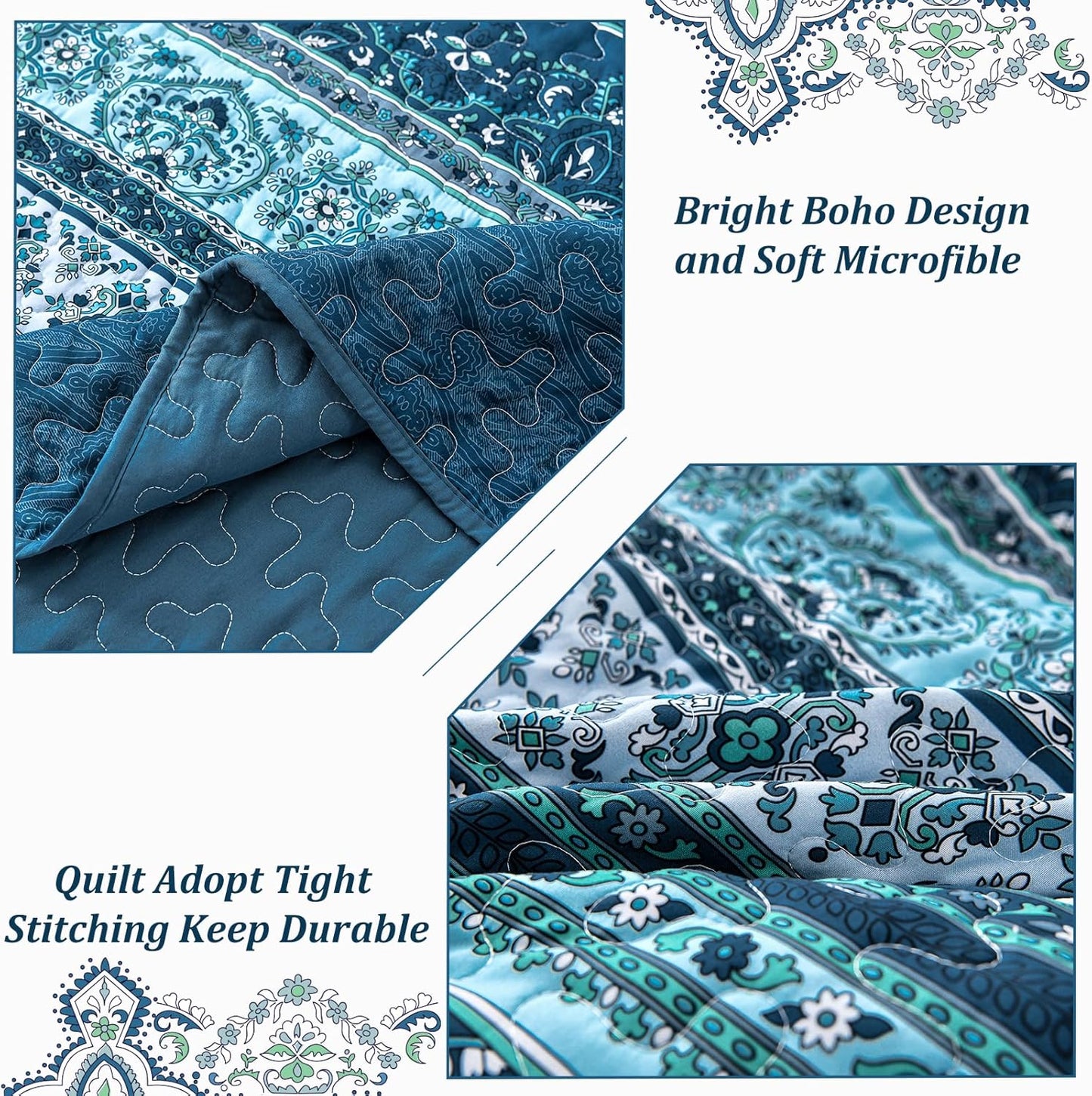 Opalescent Quilted coverlet and pillowcovers set: Shimmering Beauty - Queen size