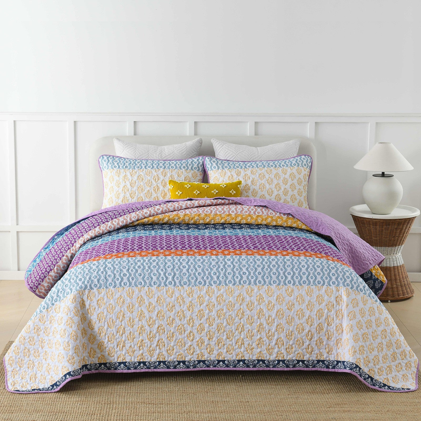 Quirky Quilted coverlet and pillowcovers set: Add Personality to Your Space - Queen size