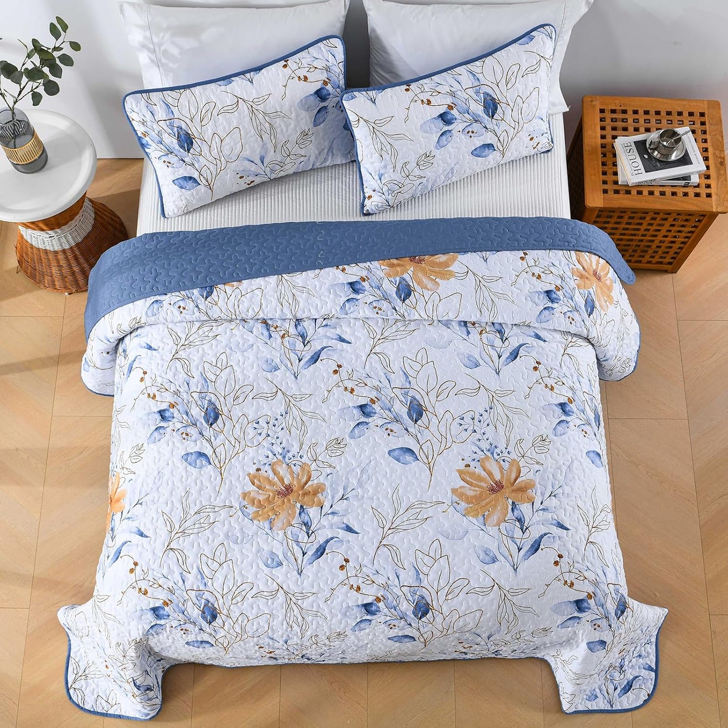 Quilted Coverlet & Pillowcases Set - Quietude Perfect for Relaxation - Queen