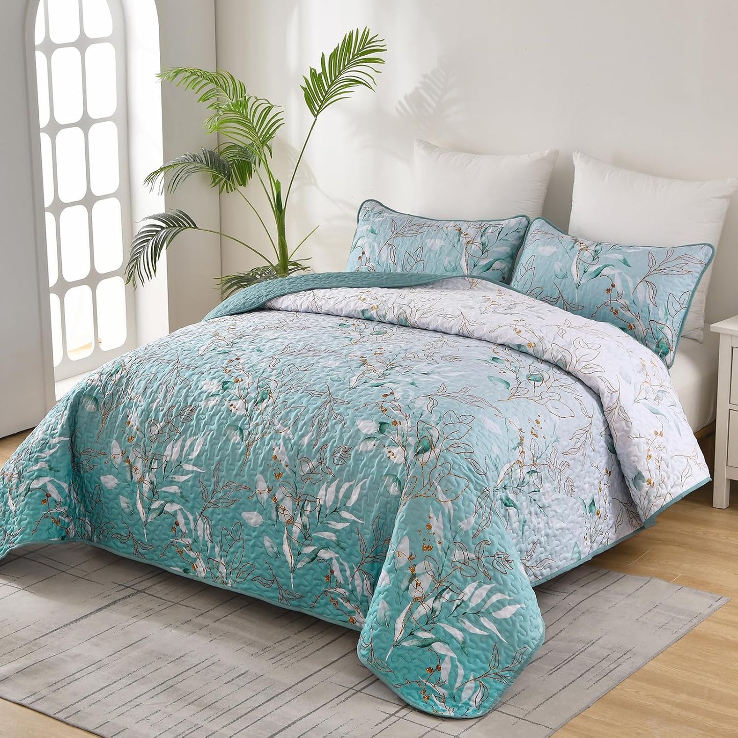 Quilted Bedspread & Pillowcases Set - Radiating Shine in Your Bedroom - Queen