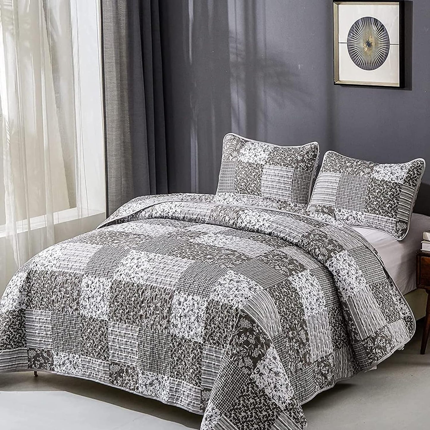 Quilted Bedspread & Pillowcases Set - Bold Make a Statement - Queen