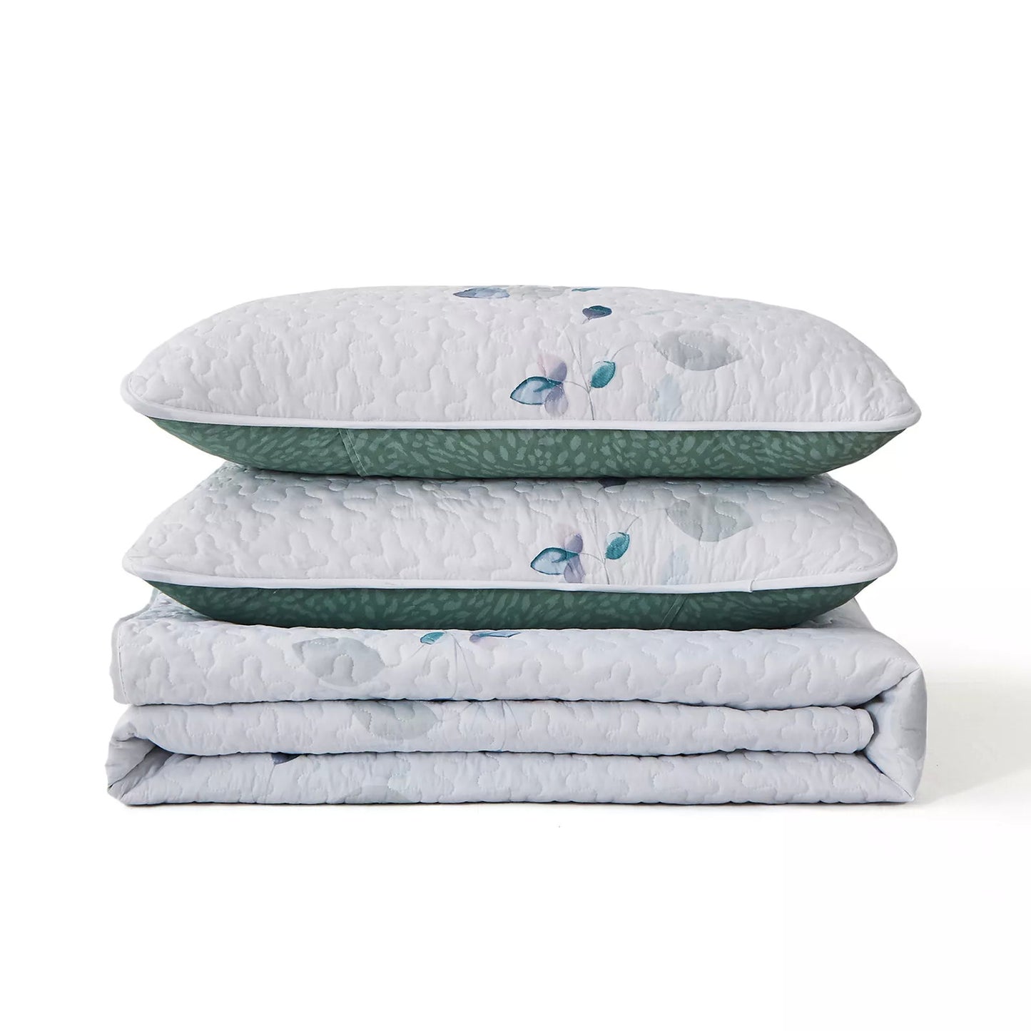 Refreshing Quilted bedspread and pillowcovers set: Cool and Inviting - Queen size