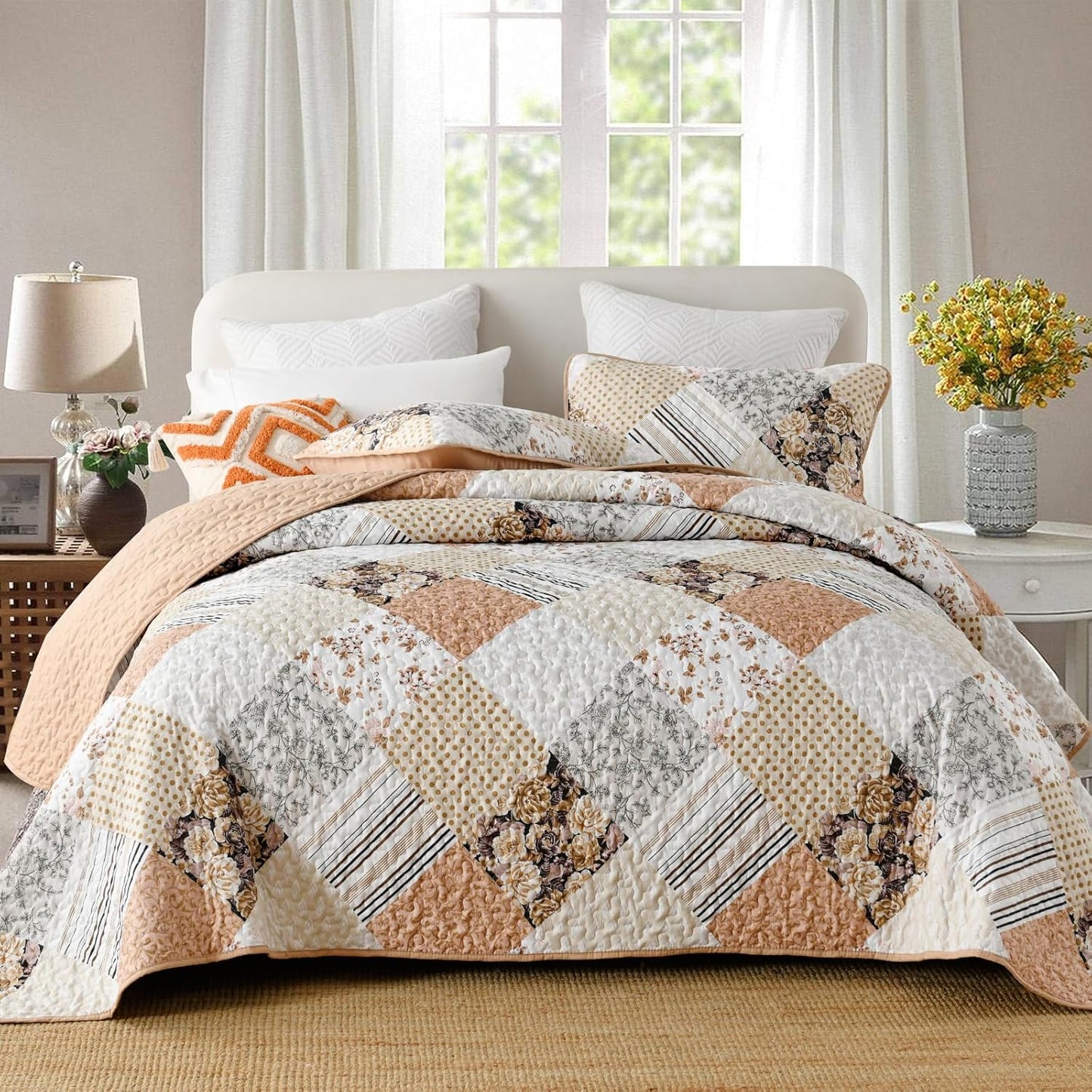 Transcendent Quilted bedspread and pillowcovers set: Elevated Comfort - Queen size