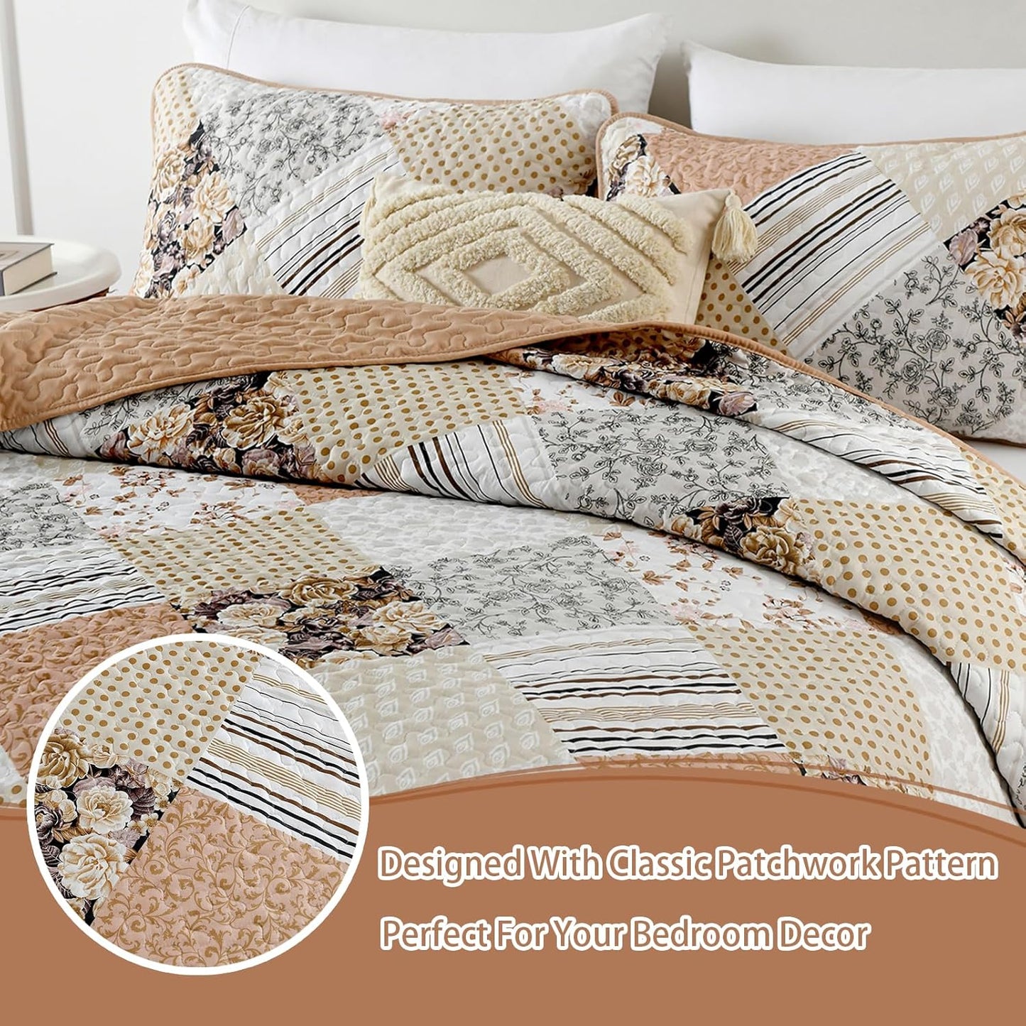 Transcendent Quilted bedspread and pillowcovers set: Elevated Comfort - Queen size