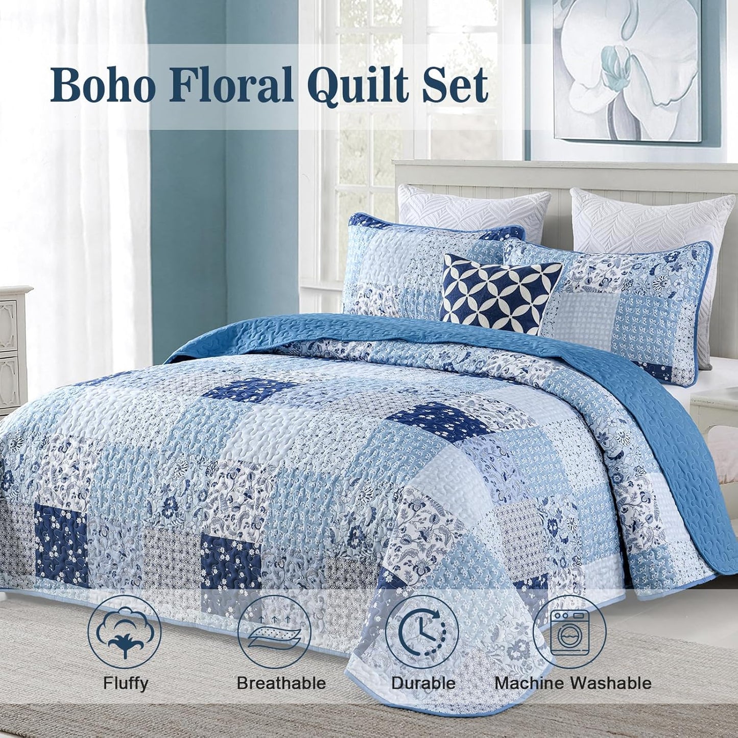 Charming Quilted coverlet and pillowcovers set: Timeless Appeal - Queen size