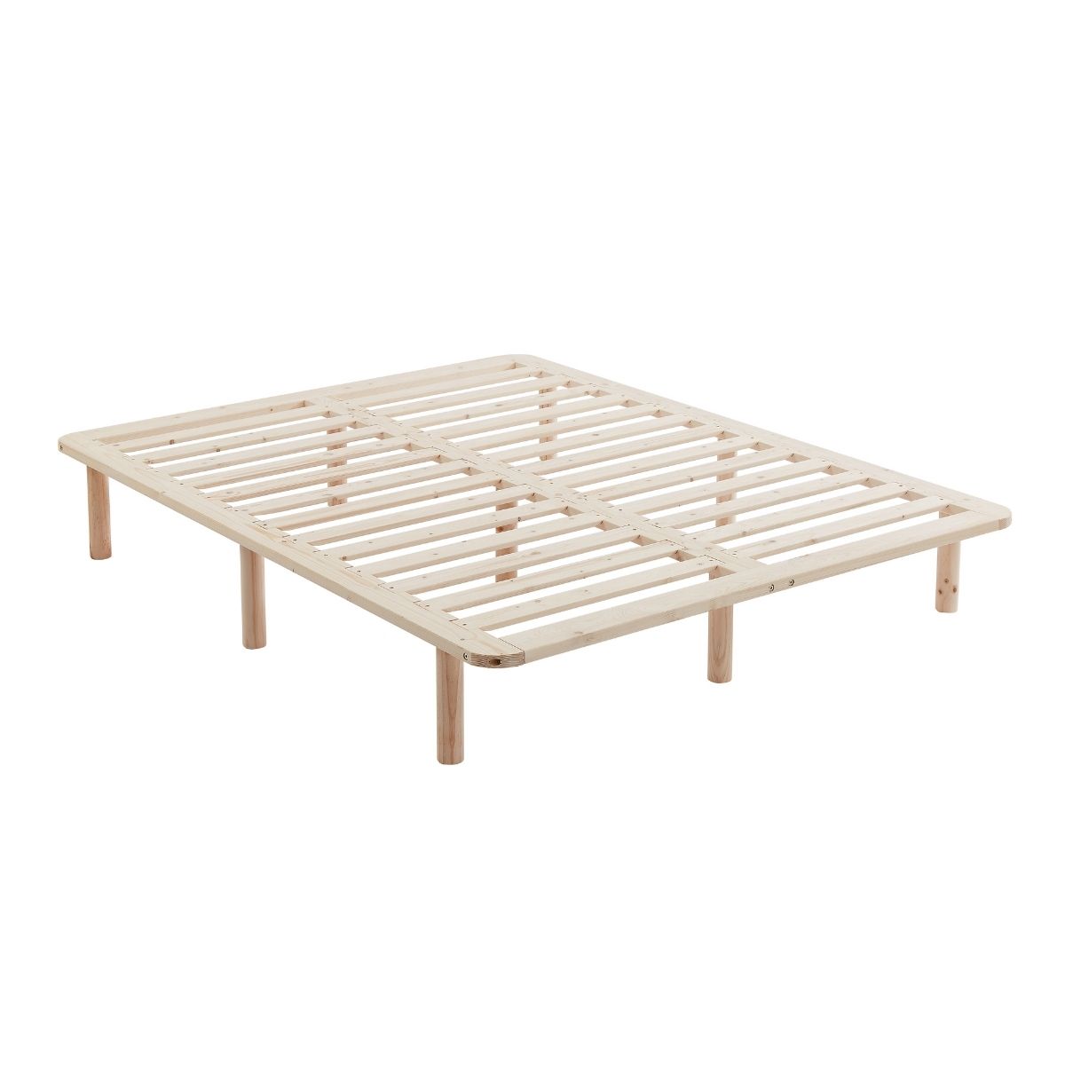 Platform Bed Base Frame Wooden Natural Queen Pinewood