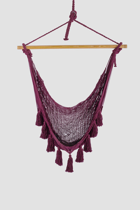 Deluxe Extra Large Mexican Hammock Chair in Outdoor Cotton Colour Maroon