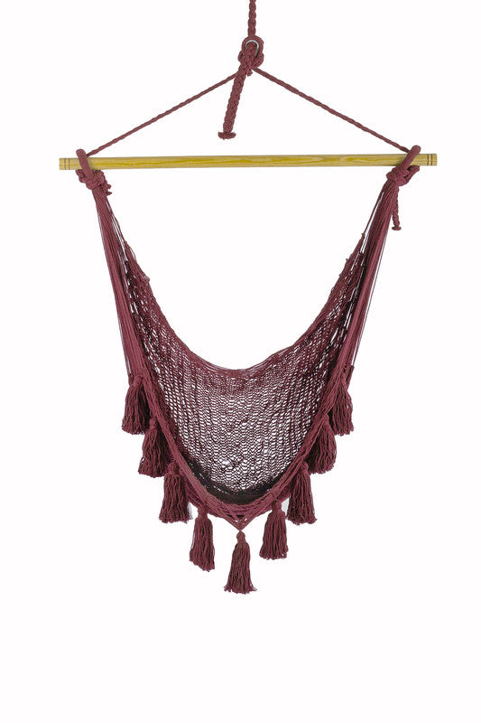 Deluxe Extra Large Mexican Hammock Chair in Outdoor Cotton Colour Maroon