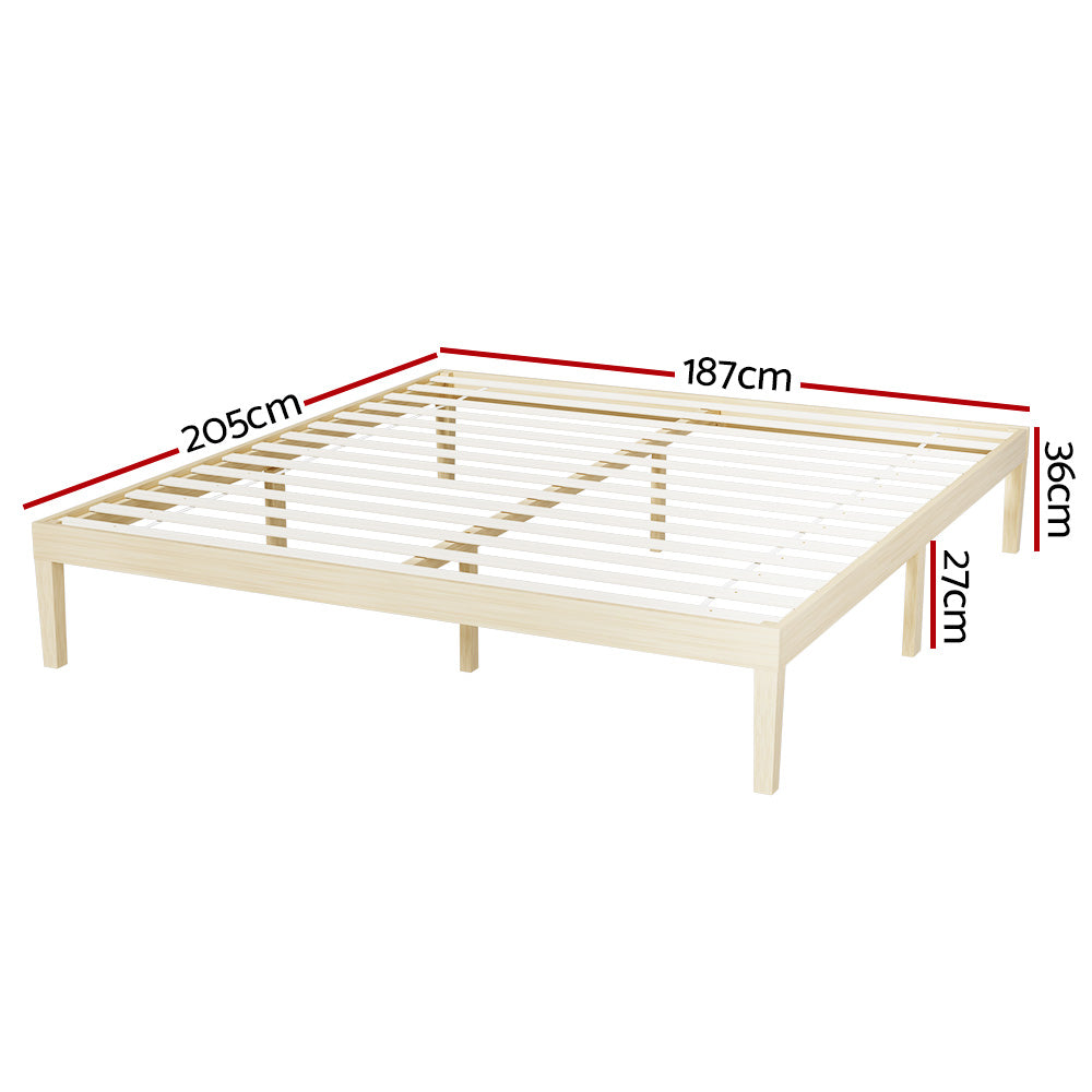 Bed Frame King Size Wooden Base Mattress Platform Timber Pine BRUNO