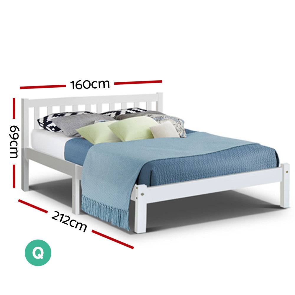 Bed Frame Queen Size Wooden White SOFIE