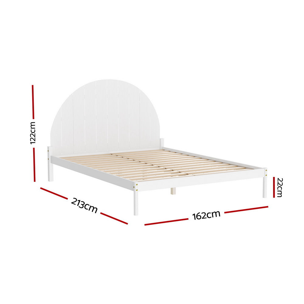 Bed Frame Queen Size Wooden White DALY