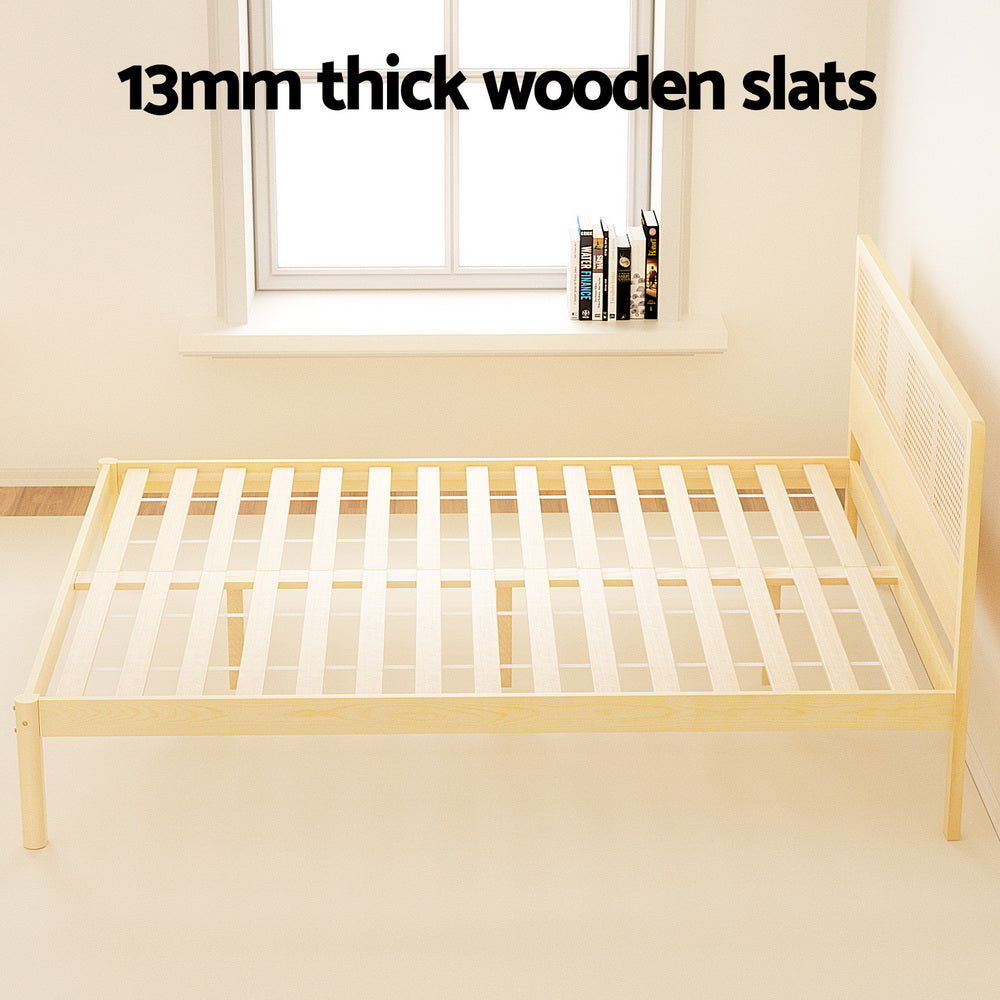 Bed Frame Double Size Rattan Wooden RITA