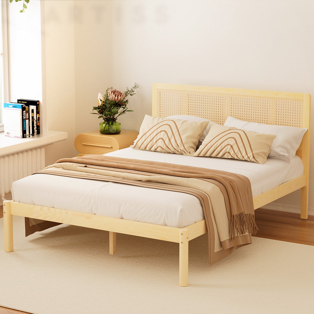 Bed Frame Queen Size Rattan Wooden RITA