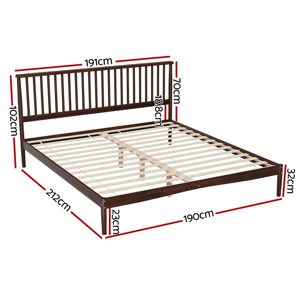 Bed Frame King Size Wooden Base Mattress Platform Timber Walnut VISE