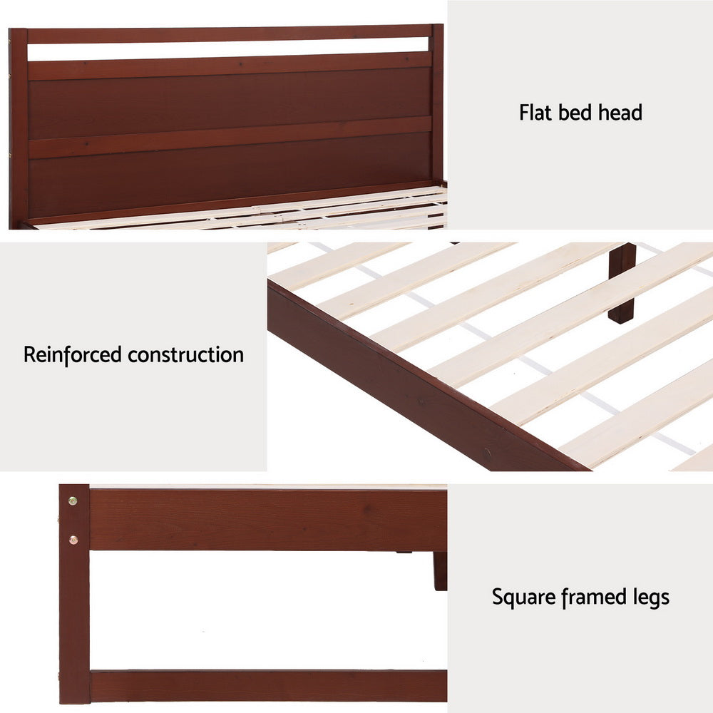 Bed Frame King Single Size Wooden Walnut WITTON