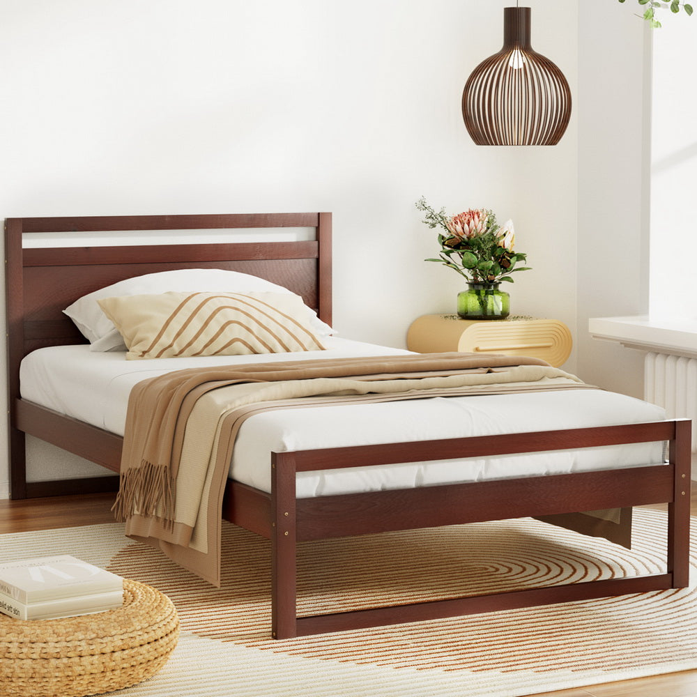 Bed Frame King Single Size Wooden Walnut WITTON