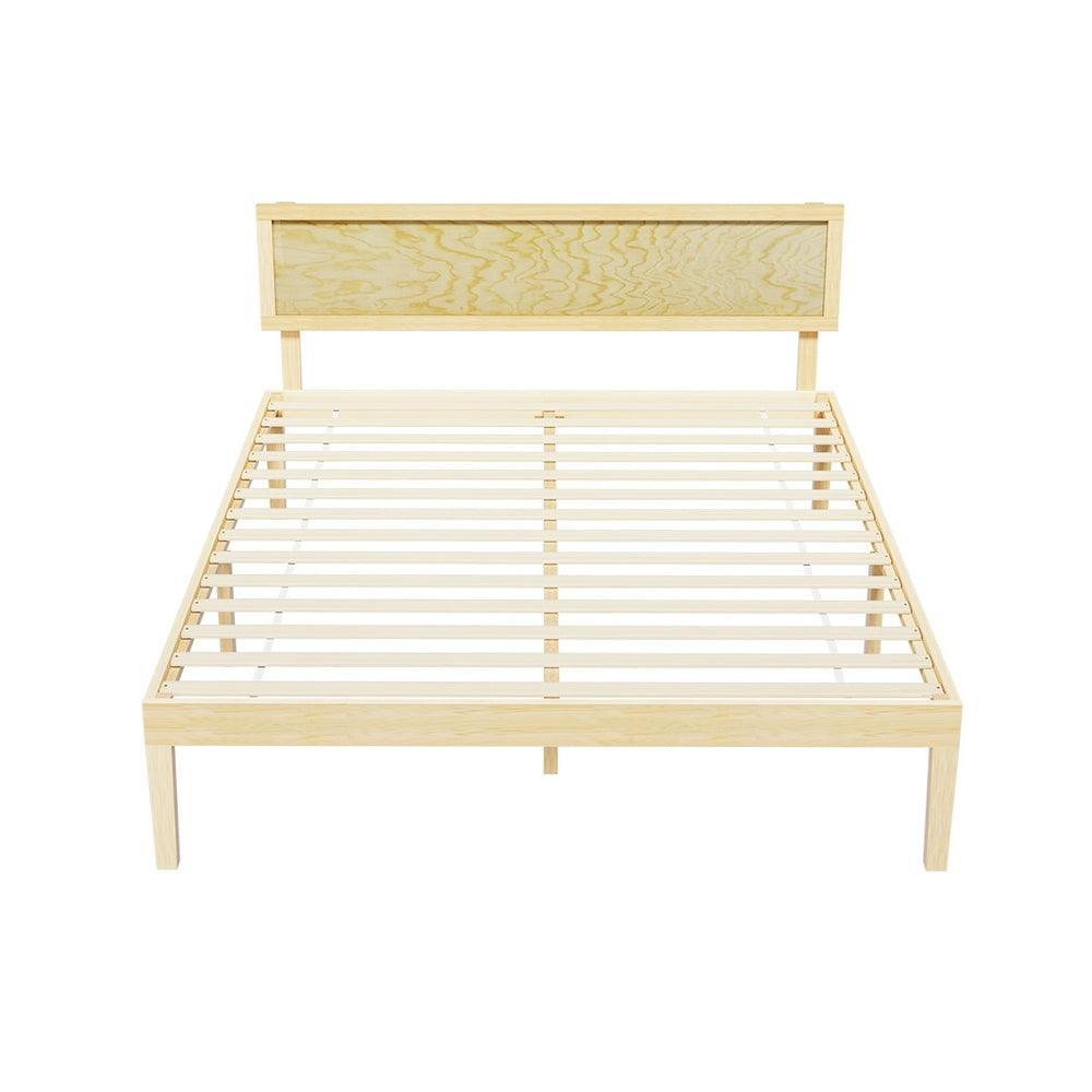 Bed Frame Double Size Wooden Base Mattress Platform Timber Pine YUMI