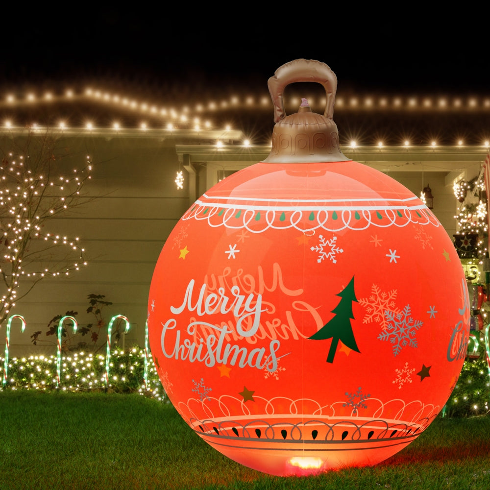 Jingle Jollys Christmas Inflatable Ball 60cm Led Illuminated Xmas Decoration Red