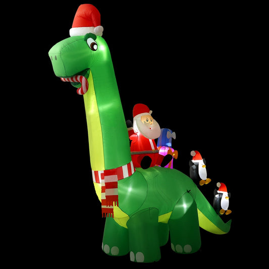 Jingle Jollys Christmas Inflatable Santa Dinosaur 3.8M Illuminated Decorations