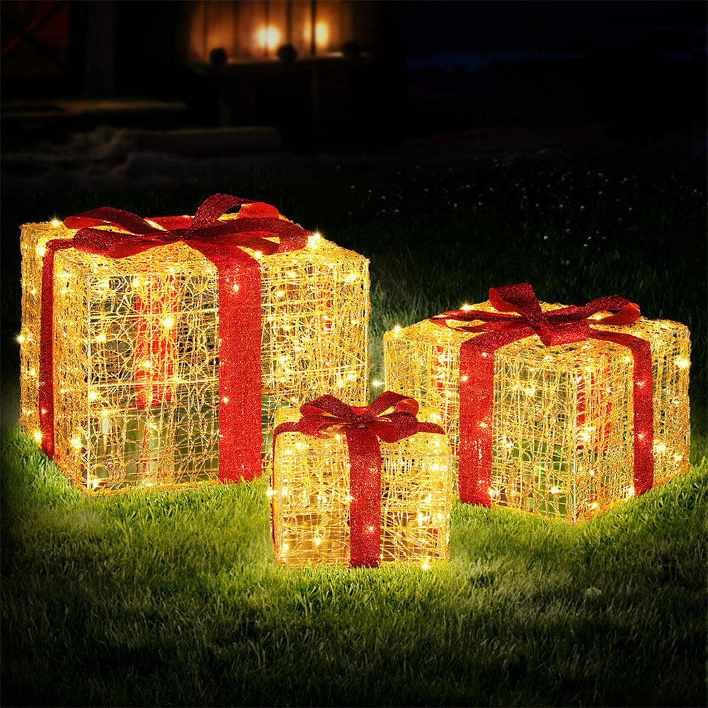 3 PCS Christmas Lights 240 LED Fairy Light Gift Box Decorations Jingle Jollys