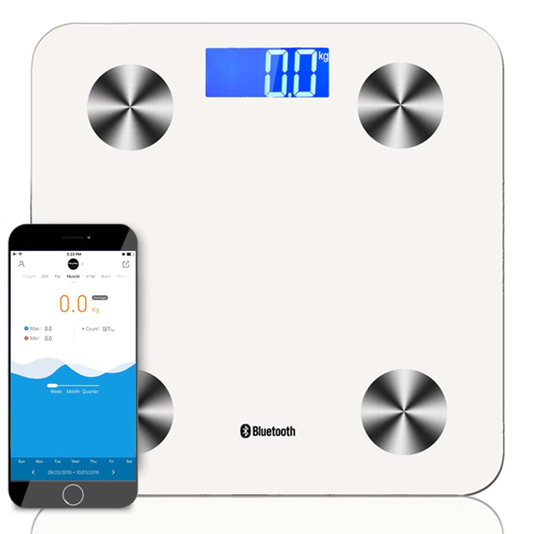 Premium Wireless Bluetooth Digital Body Fat Scale Bathroom Health Analyser Weight White - image1