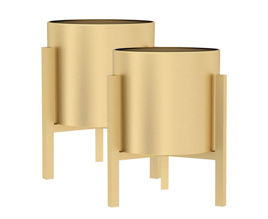 Premium 2X 30CM Gold Metal Plant Stand with Flower Pot Holder Corner Shelving Rack Indoor Display - image1