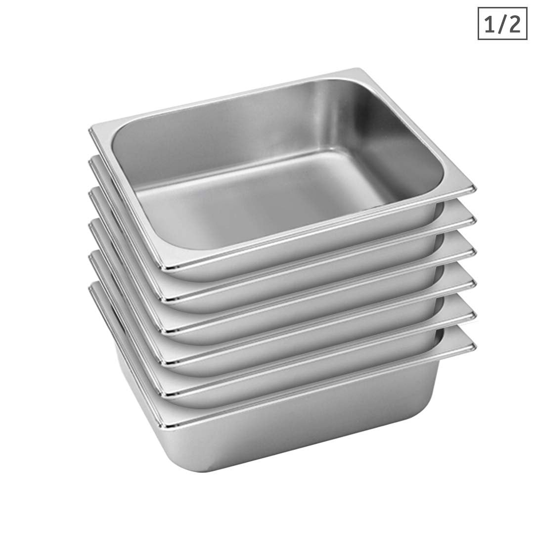 Premium 6X Gastronorm GN Pan Full Size 1/2 GN Pan 10cm Deep Stainless Steel Tray - image1